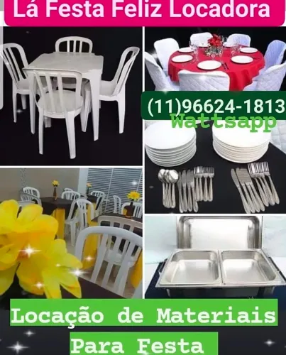 Locação de mesas e cadeiras plásticas rechaud banho Maria etc * 