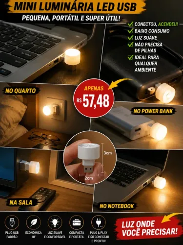MINI LUMINÁRIA LED USB - PEQUENA NO TAMANHO, GIGANTE NA