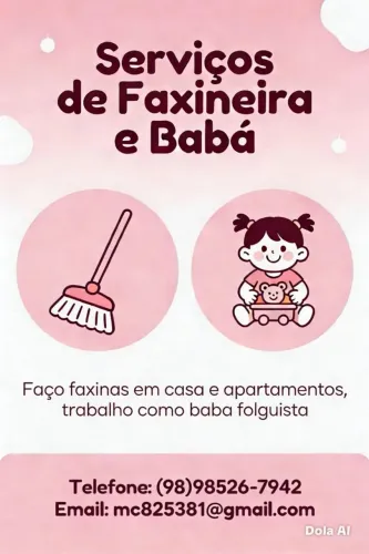 Faxineira diarista e fixa,babá 