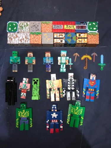 Mega Lote Minecraft Original - Bonecos Articulados + Acessórios + Blocos
