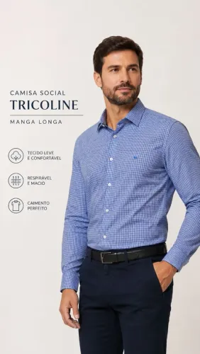 Camisa Social Manga Longa Tricoline