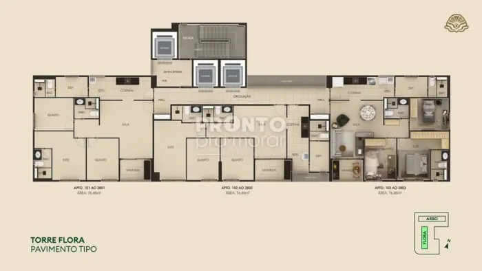 Apartamento com 3 quartos em Torre