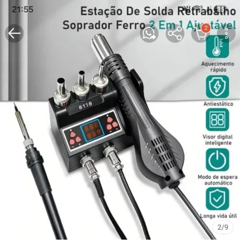 Estação de Solda e Retrabalho 2 em 1.