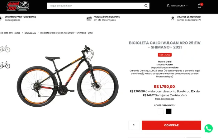 Bike Caloi Vulcan Aro 29 Quadro 15 Shimano