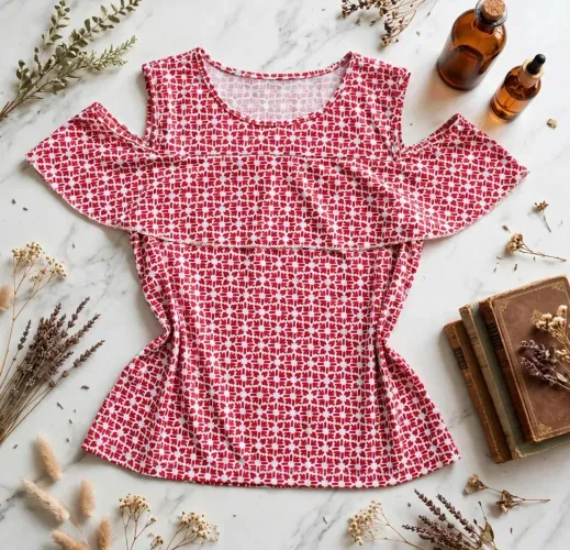 ? BLUSA CIGANINHA OMBRO A OMBRO - ESTAMPA VERMELHA - TAM M Nova sem etiqueta