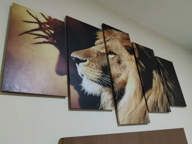 Quadro lindo do Jesus e Leão