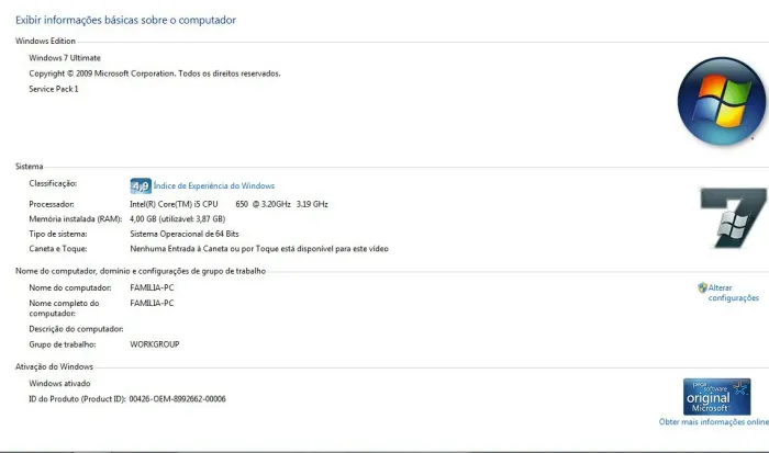 Computador Intel Core i5 - 64 bits + Memória de 8G