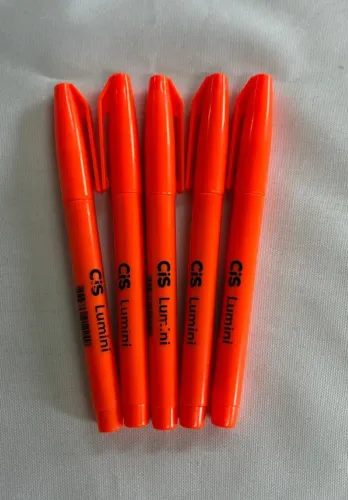 Kit CANETA MARCA TEXTO CIS LUMINI LARANJA c/5unidades