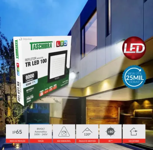 Refletor Taschibra 100w branco frio bivolt