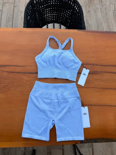 Conjunto Alo Yoga Seamless Rib Light Provence Azul
