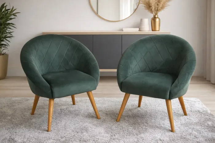2 Poltronas Estofadas Suede Verde