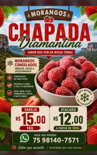 Morangos congelados do Nordeste