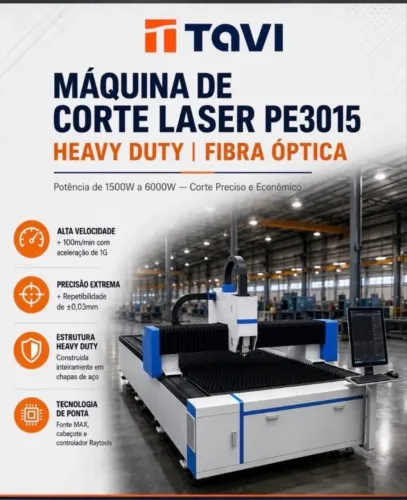 MÁQUINA DE CORTE LASER PE3015 FIBRA ÓPTICA