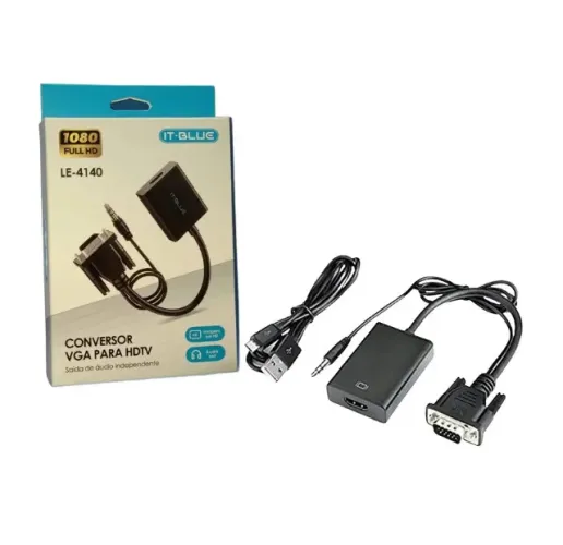 Adaptador Conversor VGA Para HDMI Com Áudio It-Blue