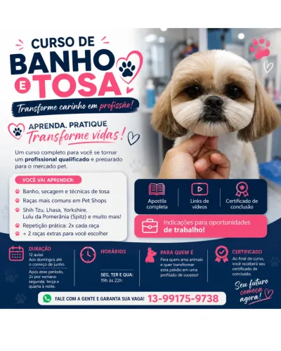 Curso de banho e tosa