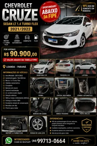 Chevrolet Cruze LT 1.4 16V Turbo Flex 4P Aut. 2022
