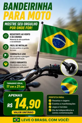 BANDEIRINHA DO BRASIL PARA MOTO - APENAS R$ 14,90! ?