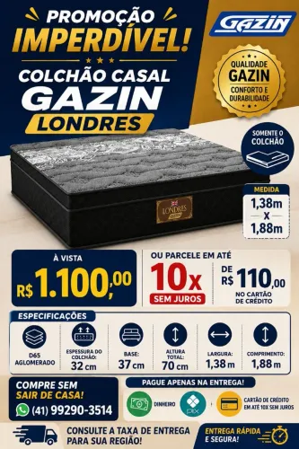 Colchão Casal Londres gazin molas # 10x sem juros no cartão