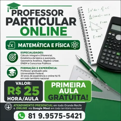 professor de matematica fisica e engenharias em domicilio