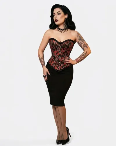Corset espartilho corselet tamanho P novo gótico vermelho e preto