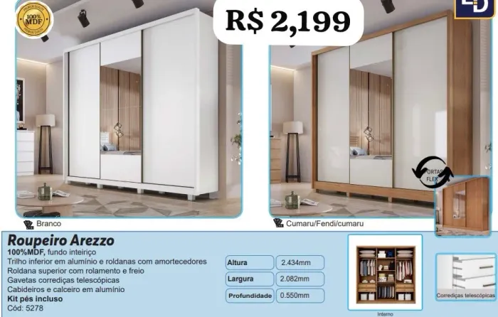Guarda Roupa Arezzo MDF