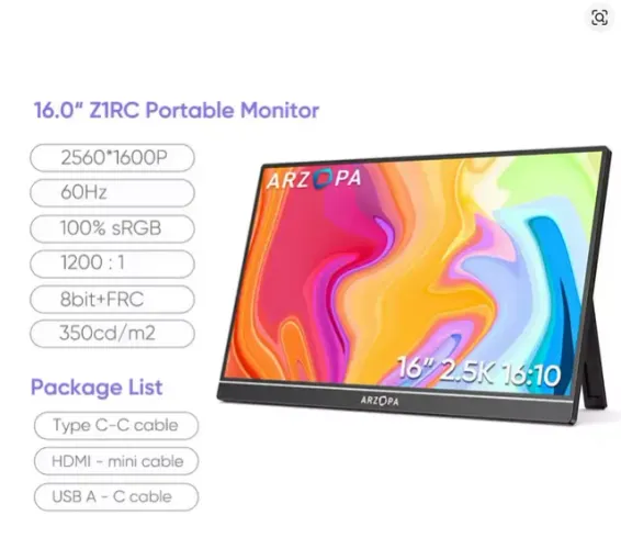 Monitor Portátil Arzopa Z1RC 16" 2.5K IPS - NOVO!!!