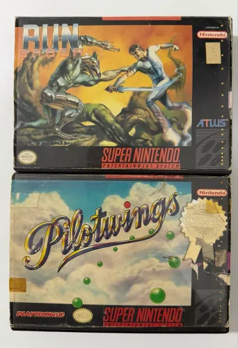 Capas de locadora PilotWings + Run Saber Snes