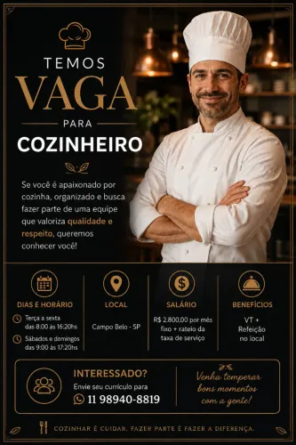 Cozinheiro com experiência