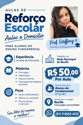 Aulas de Reforço Escolar com Graduada em Pedagogia