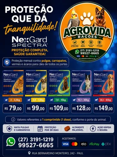 NexGard Spectra Original | Antipulgas, Carrapatos e Vermífugo | Todos os Portes