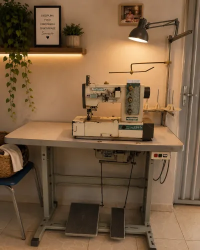 Máquina Galoneira Industrial Siruba F007E 3 Agulhas - Com Mesa
