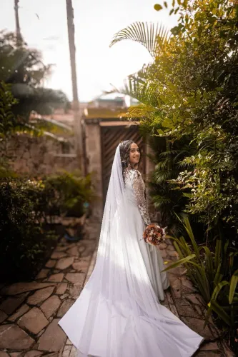 Vestido de noiva com mangas