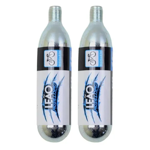 2x Cilindros Cartuchos CO2 Leão Refil De 16g com Rosca p/ Bike Aros 700 26 29 6685
