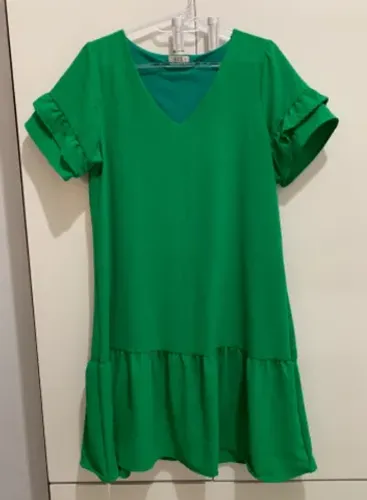 (TAM: G ou 42) Vestido Verde Copa Brasil Babado