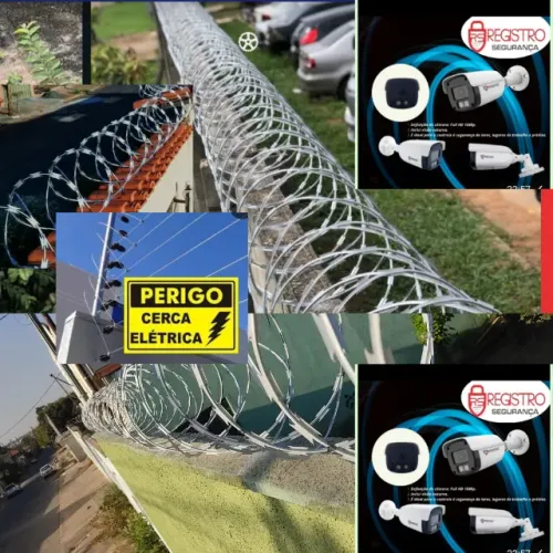 Câmera de segurança, cerca elétrica
