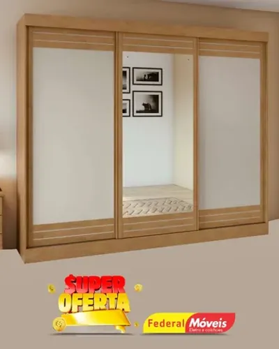 Guarda Roupa 3 Portas Deslizantes c/ Espelho 6 Gavetas Super Lindo Fazemos Entrega
