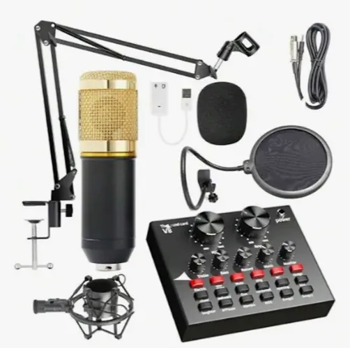 Kit Interface Mesa V8+ Microfone Condesnsador Bm800 Com Braço Articulado z801