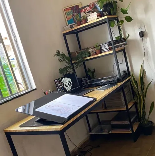 Mesa pratilheira Industrial Escrivaninha computador estudo escritório <br>