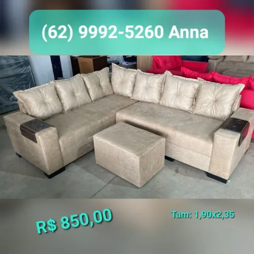 Sofá de canto com puff - Conforto e elegância!