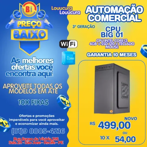 Computador Big Intel Core I3 4gb Ssd 120gb