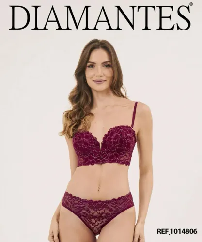 Conjunto de Lingerie Renda 1  Bordô 1 rosa 