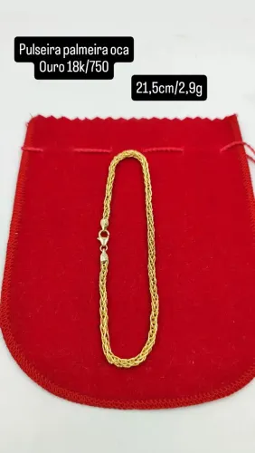 Pulseira ouro 18k/750 modelo palmeira oca