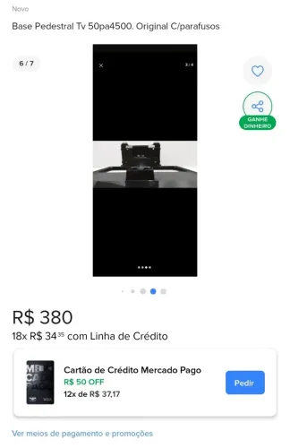 Base pedestal para TV 50pa original com parafusos