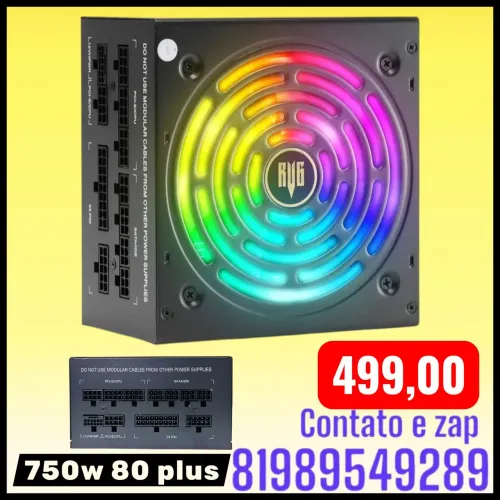 Fonte Atx 750w 80 Plus Bronze Pfc Ativo Bivolt Revenger Rgb 