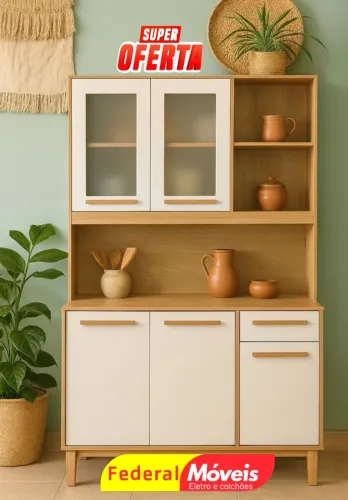 Armário para Cozinha Novo 1,20m - 5 Portas e 1 Gaveta Compacto e Elegante!