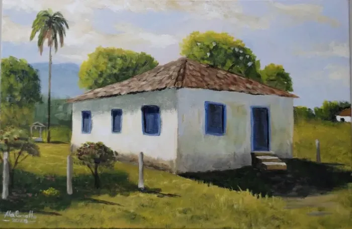 Quadro pintado à mão - Memórias do interior