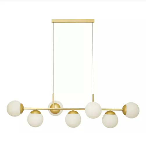 Lustre de teto Pendente com 7 Globos de vidro modelo Jabuticaba - lampada LED E27 Alumínio