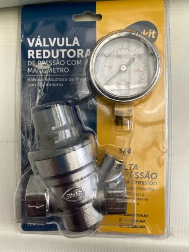 Válvula redutora pressão Blukit com manômetro 