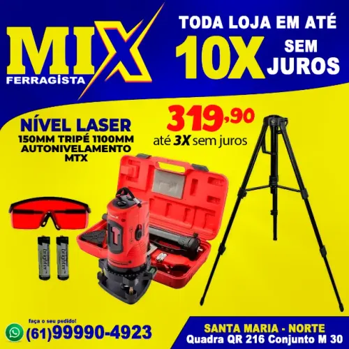 Nivel Laser 150mm Tripé 1100mm Autonivelamento Mtx