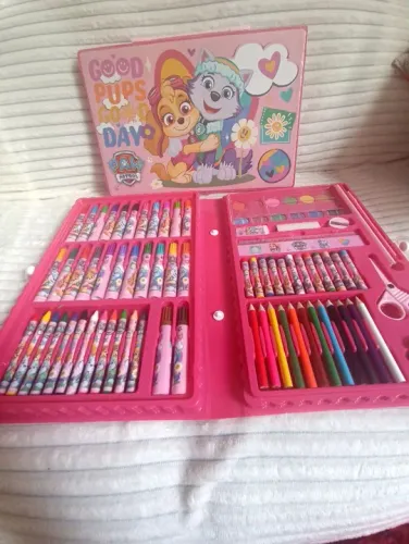 R$49.99 kit maleta estojo pinturas infantil skye Paw Patrol - patrulha canina rosa